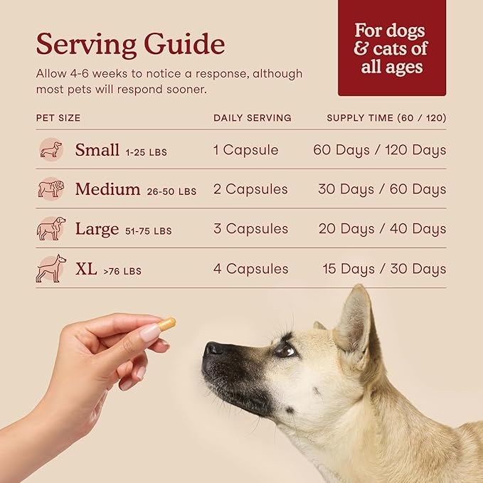 Fera Pets Cardiac Support - Cat &amp Dog Heart Supplement with Taurine L-Carnitine &amp CoQ10 - Promotes Normal Circulation and Heartbeat - 120 Capsules
