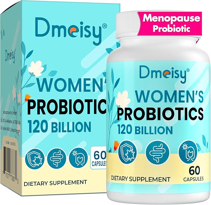 Menopause Supplements for Women 120 Billion CFU Probiotic 13-in-1 Herbs Probiotics Complex for Menopause Relief Hormone Balance Hot Flashes Night Sweats Mood Swings Gut &amp Immunity - 60 Cap