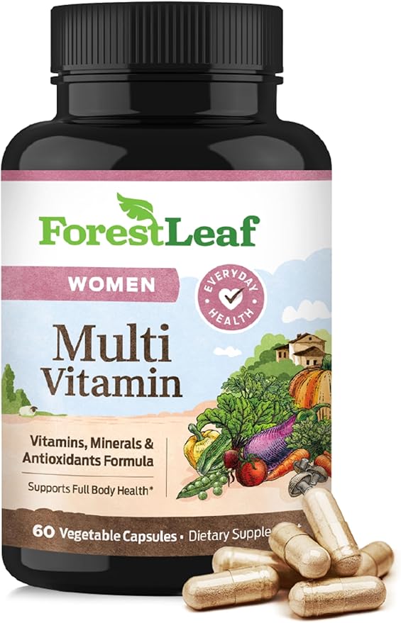 ForestLeaf Daily Vitamin Multivitamin for Women Multi-Vitamin for Women - Womens Multivitamins &amp Multiminerals Supplement | All Essential Vitamins Needed for Health &amp Energy | 60 Veg Caps