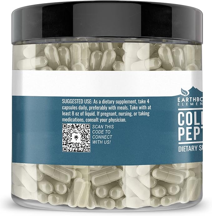 Earthborn Elements Calcium Carbonate &amp Collagen Peptides Bundle 200 Capsules Each Pure &amp Undiluted No Additives