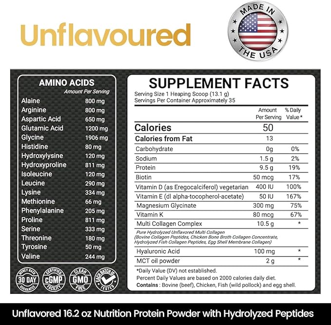 Creatine Monohydrate Powder (500g) and Keto Multi Collagen Peptides (16.2 oz) Bundle – Unflavored - Gluten Free Non GMO Lactose &amp Soy Free