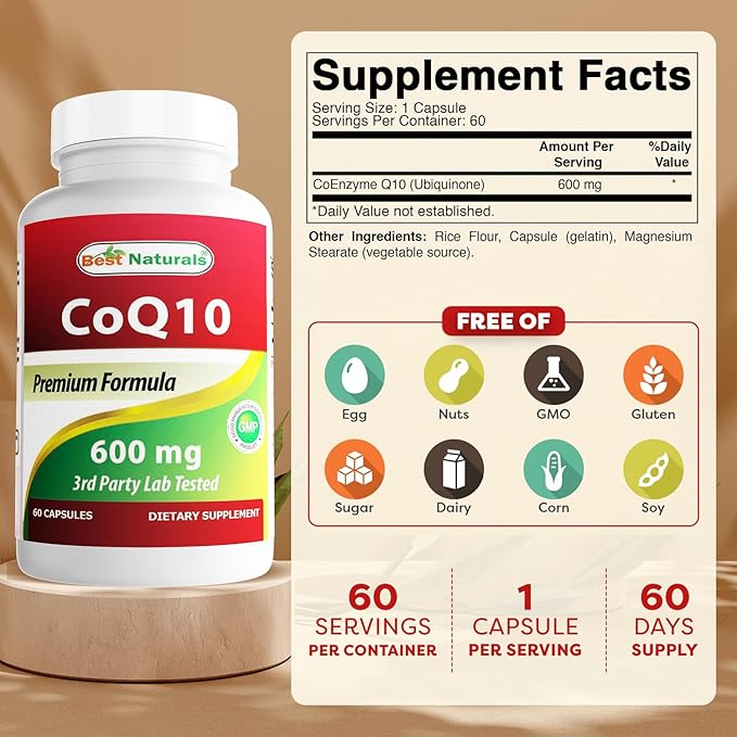 Best Naturals CoQ10 600 mg 60 Capsules (817716013725)