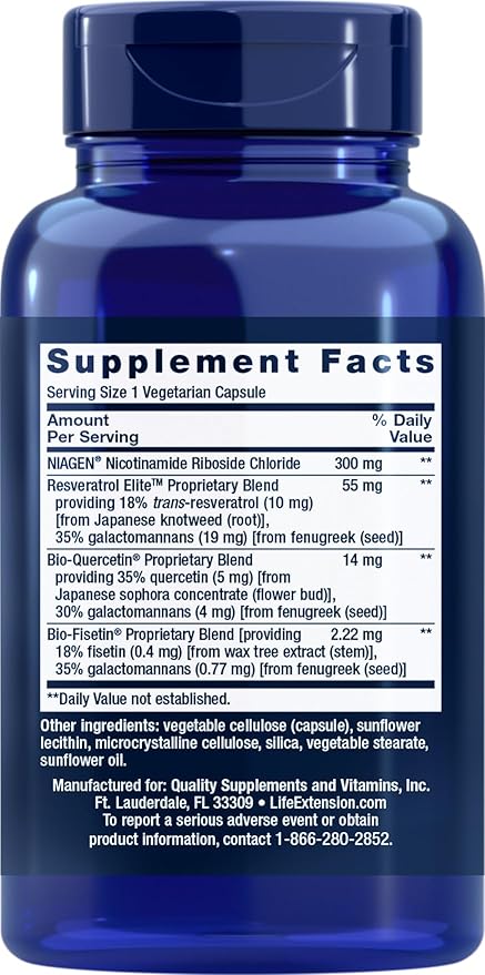 Life Extension NAD+ Cell Regenerator and Resveratrol Elite 90 Veg Caps