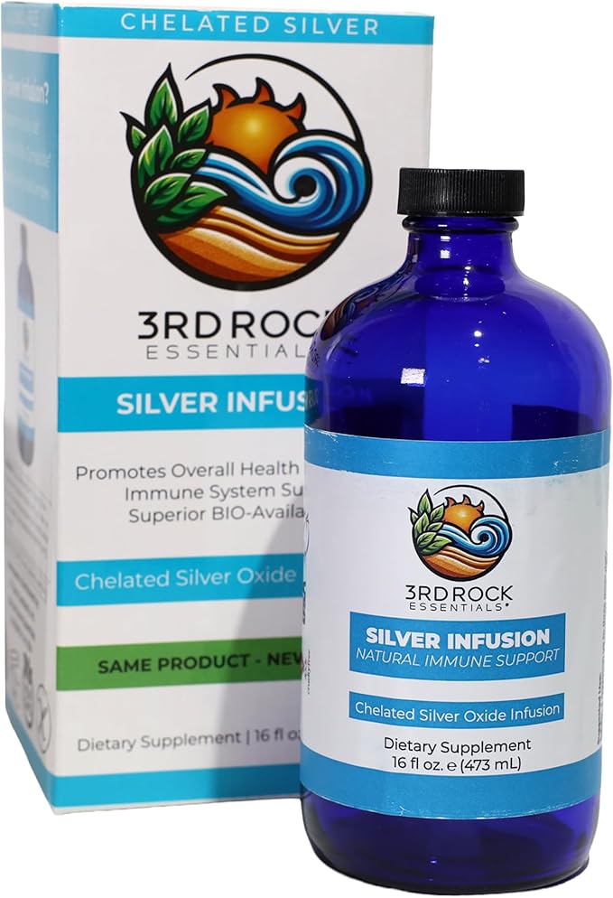 3rd Rock Essentials Silver Infusion 150 PPM Silver Oxide Tonic Dietary Supplement All Natural Liquid Immune Support Supplement Personal Care (16 oz)