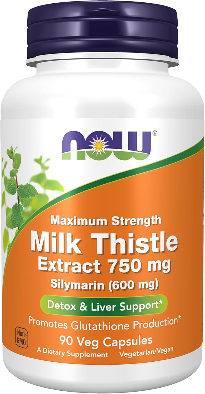 Now Foods Milk Thistle Extract 750 mg Silymarin (600 mg) Maximum Strength - 90 Veg Capsules
