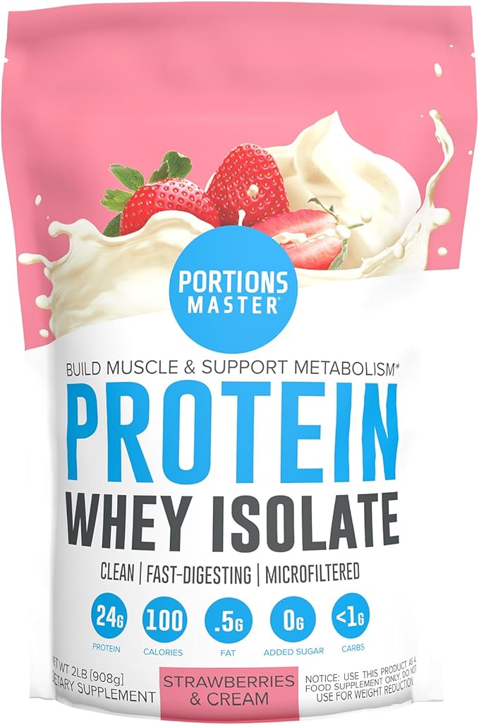 Portions Master CFM Whey Isolate Protein Powder 2-Pack – Vanilla Ice Cream &amp Strawberries and Cream Flavors