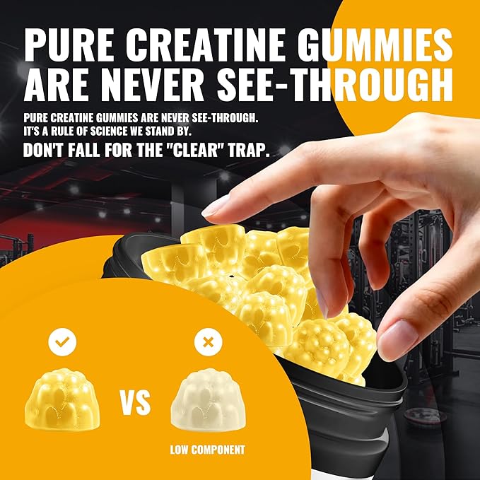 Natures Aid NSF Certified Creatine Gummy 5g - Creatine Monohydrate Gummies – Pre-Workout Energy &amp Muscle Growth Support for Men &amp Women | Orange Electrolyte Gummies (135 Count)
