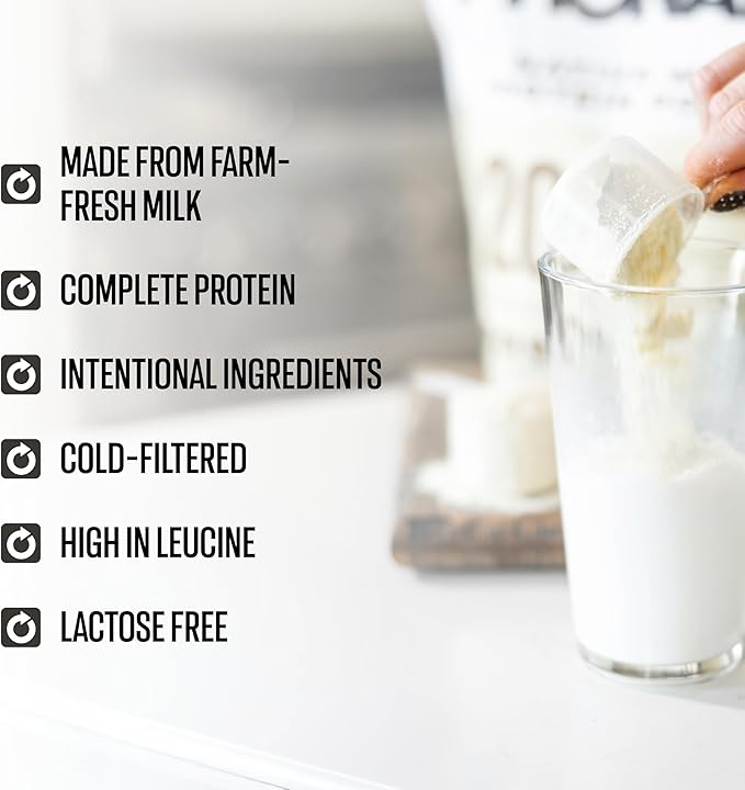 100% Whey Native Protein Powder Unflavored 2 lb Made from Farm Fresh Milk No Artificial Flavors or Preservatives for Muscle Health and Recovery Lactose Free