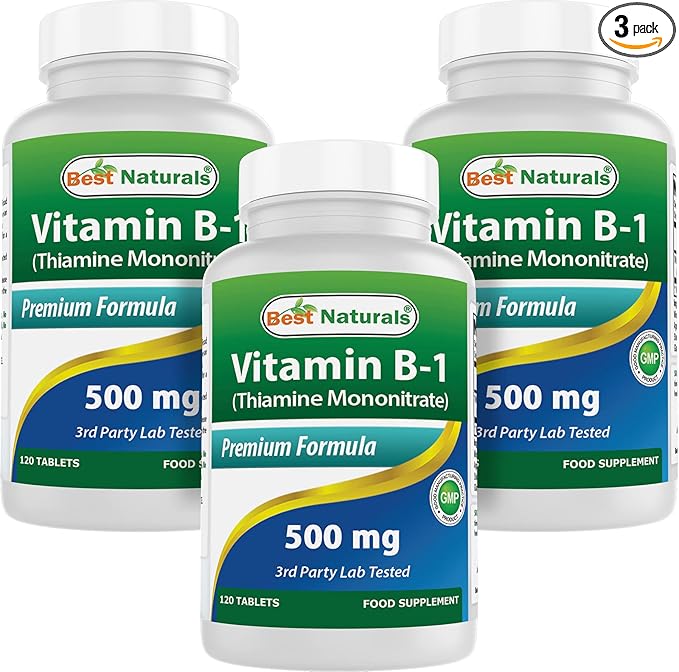 Best Naturals Vitamin B1 as Thiamine Mononitrate 500 mg 120 Tablets (120 Count (Pack of 3))