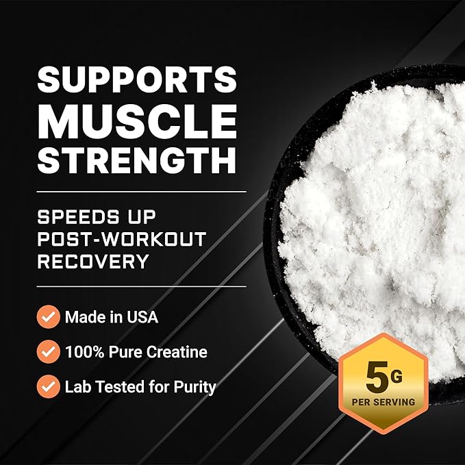 AMP Science® Creatine Monohydrate 60 Servings – Pure Unflavored Creatine Powder for Strength Muscle Growth Power Recovery &amp High-Intensity Training