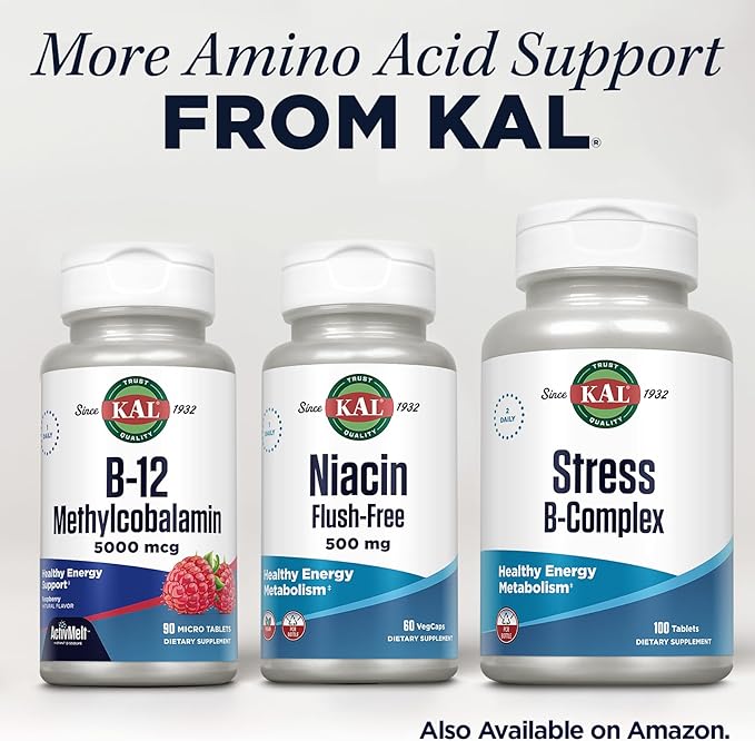 KAL Niacin 500mg Flush Free - Vitamin B3 Supplement - Metabolism and Energy Support - Skin Nerve Digestive Health and Circulation Support - Vegan Vitamin 60-Day Guarantee 60 Servings 60 VegCaps
