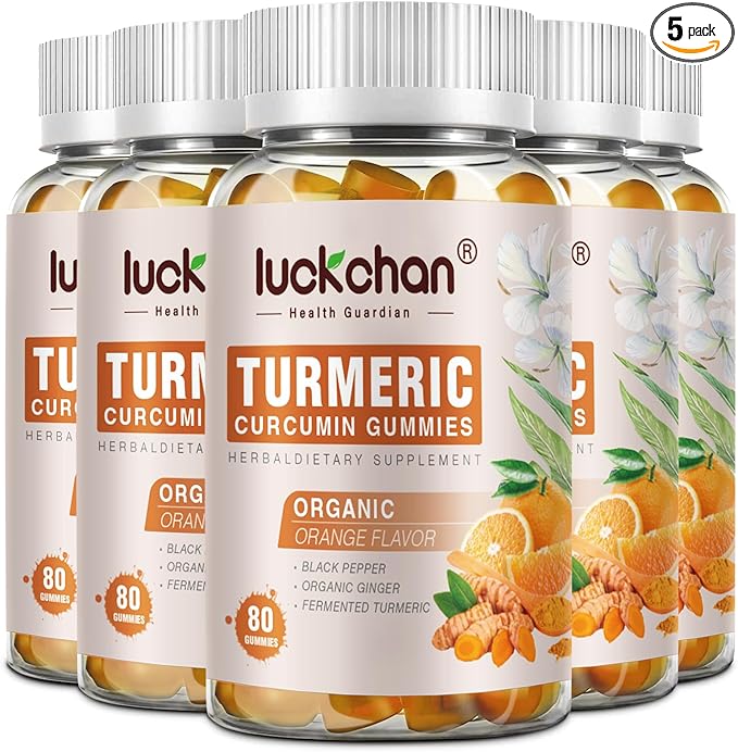Turmeric Curcumin Gummies with Ginger &amp Black Pepper Herbal Supplement-400 Count for Adults and Kids - Tumeric Gummy Supplements Vegan Organic Gelatin-Free 5 Pack
