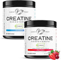 Muscle Feast Creapure Creatine Monohydrate - Unflavored 300g (x1) and Fruit Punch 300g (x1) - Vegan Keto Friendly Gluten-Free Easy to Mix Muscle Recovery Supplement Creatine for Muscle Growth