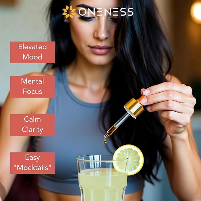 Fast-Acting Mood &amp Focus Drops | Water Soluble Astaxanthin Hemp Extract | Add to Any Drink or Mocktail | Liquid Antioxidant &amp Adaptogen | 60 Servings | Sugar-Free | Bliss + Oneness®