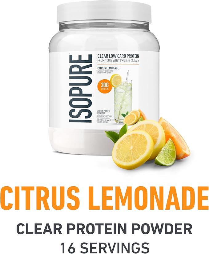 Isopure Bundle of Clear Whey Isolate Protein Powder Citrus Lemonade16 Servings 100% Pure Creatine Monohydrate Powder Unflavored 100 Servings
