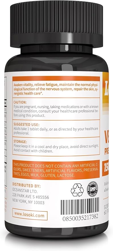 Losoki VB-200 - High-Potency Vitamin B Complex Tablets for Energy - 60 Tablets
