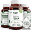 Natural Nutra Time-Release Slow Niacin 500mg (Vitamin B3) Support Healthy Cholesterol Promotes Cardiovascular Health Promotes Skin Cells and Improve Cognitive Function 250 Vegan Tablets
