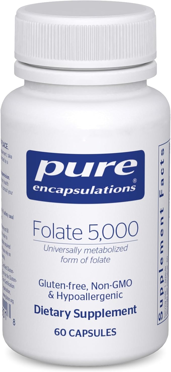 Pure Encapsulations - Folate 5000 - Activated Vitamin B9 as 5-Methyltetrahydrofolate (5-MTHF) - 60 Capsules