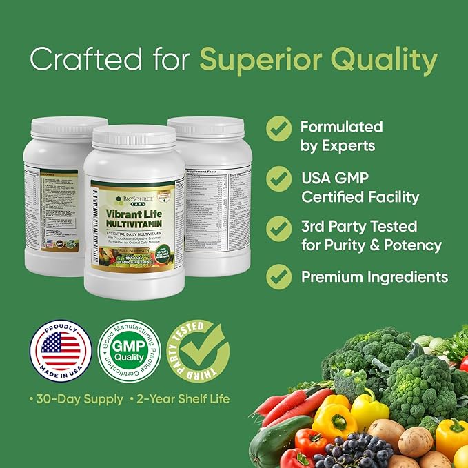 Vibrant Life Multivitamin with Probiotics Digestive Enzymes &amp B-Complex – Over 45 Fruits and Veggies Non-GMO Gluten-Free Daily Vitamins &amp Minerals for Men &amp Women (30-Day Supply)