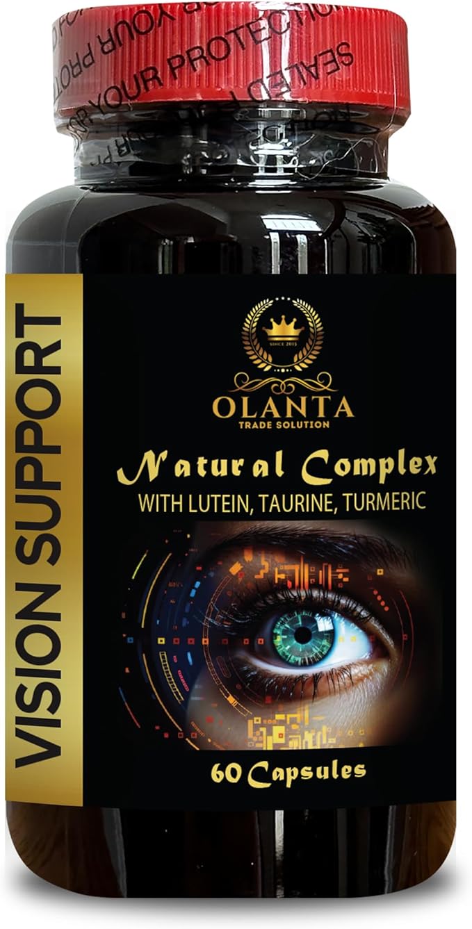 Vision Support - Vision Formula with Lutein Bilberry Capsules Taurine Supplement Powder Turmeric herb Eye Health Support - 1 Bottle