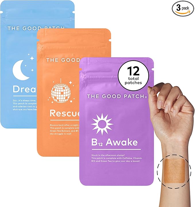 The Good Patch Daily Balance Patches - Awake B12 for Energy Rescue for Recovery and Dream for Sleep - Plant-Powered (12 Patches)