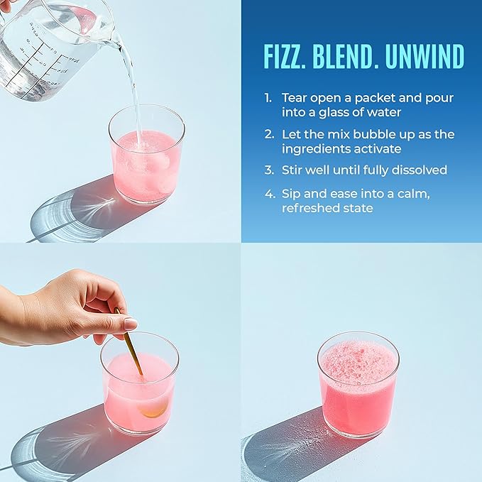 MAGICRELAX Supercalm Sparking Drink Mix Powder 8-in-1 Magnesium KSM-66 Ashwagandha Saffron D3 GABA L-Theanine Supports Healthy Cortisol LevelsMood and Sleep No Sugar Non GMO Raspberry Lemonade Flavor