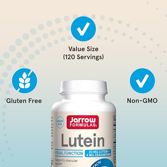 Jarrow Formulas Lutein 20 mg - 120 Softgels - Clinically Documented Eye Health &amp Support - With Zeaxanthin - 120 Servings