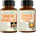Boswellia Turmeric Curcumin Supplement + Turmeric Ashwagandha with Ginger Bundle – for Joint Health Energy &amp Immune Support – with Ginger Root Organic Turmeric Powder Curcumin with Black Pepper