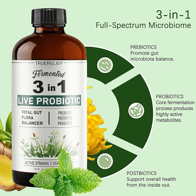 Women's Daily Probiotic + Prebiotic + Postbiotic Liquid 3-in-1 for Gut Health 10 Strains &amp 18 Fermented Herbs (1)