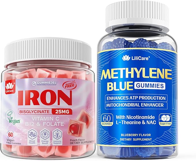 Women's Vegan Iron Gummies Supplement 25mg + Methylene Blue Gummies for Human