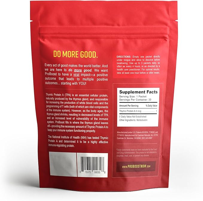 Thymic Protein A Powder Packets (4 McG TPA) – Immune System Support Supplement - All Natural Non-GMO Formula - 30 Packets