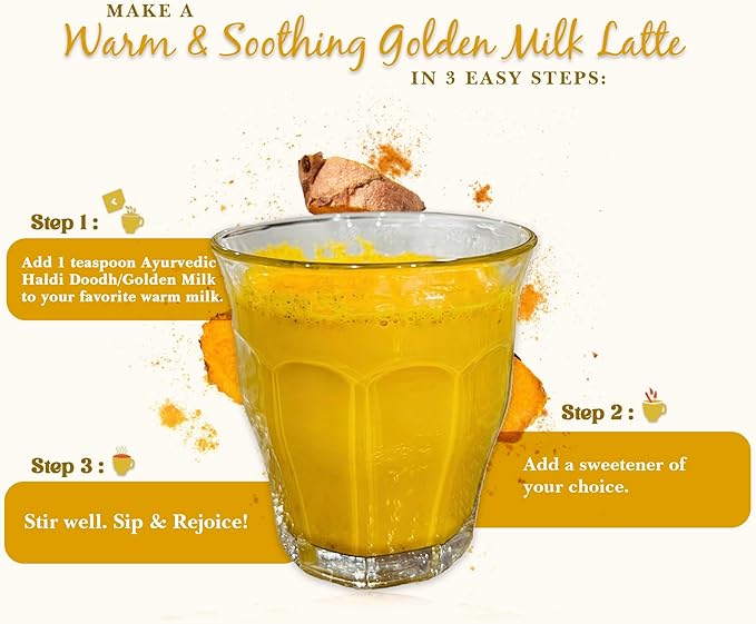 Mt.Meru Medicines Ayurvedic Haldi Doodh/Golden Milk Superblend- with Immune Boosting Formula Gluten-Free for Brain Health Gut Support with High Curcumin Lakadong Turmeric (1.76oz/50g)