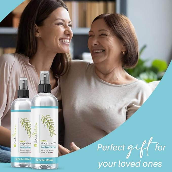 Pure Magnesium Oil Spray - Magnesium Spray for Feet - 12 fl oz (Lasts 9 Months) - USP Grade Organic Topical Magnesium Spray - Naturally Sources - eBook Included - Made in USA
