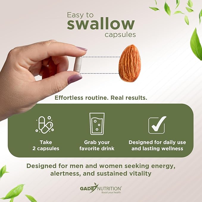 Gade Nutrition Ashwagandha with Maca Root Horny Goat Weed Turkesterone Supplement Tribulus Terrestris Panax Ginseng | 90 Vegetable Capsules for Energy Stamina Performance. | Made in USA