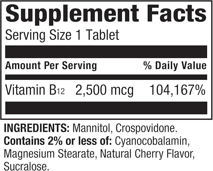 Spring Valley Vitamin B12 2500 mcg Quick-Dissolve Tablets Dietary Supplement Vitamin B12 Complex for Women and Men 120 Tablets (Pack of 1) Set with Basket Goods Store.