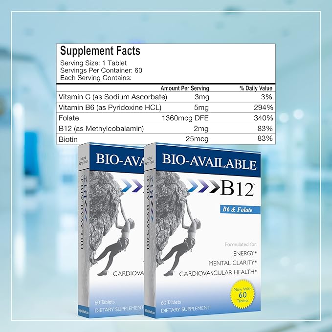 Wellgenix Bio Available Sublingual B12-60ct (2 Pack) - Daily Multivitamins Focus Support Formula w/Vitamins C B6 B12 Folate &amp Biotin -Energy &amp Diet Supplement for Immune &amp Overall Healt