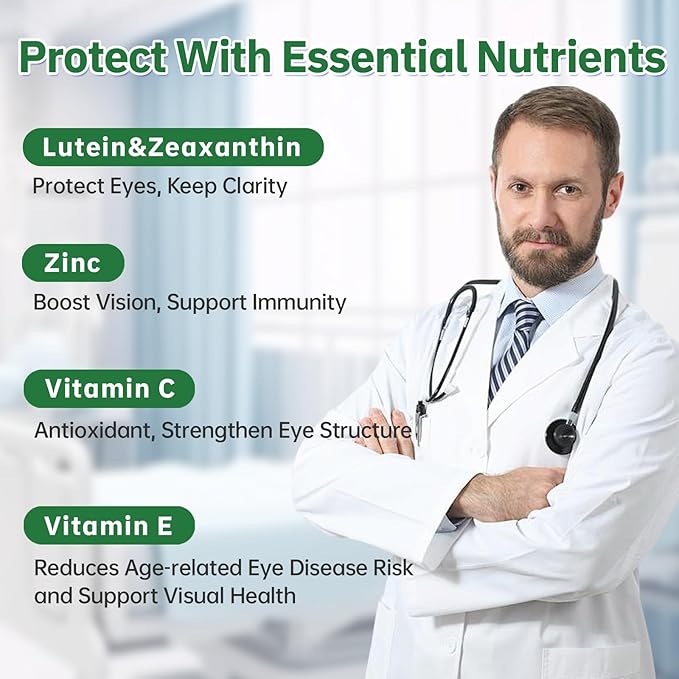 Zooone Lutein Eye Vitamins Supplement 90pcs Lutein &amp Zeaxanthin for Women Men to Against Macular &amp Dry Eye Multivitamin for Vision &amp Ocular Health with Zinc VC VE