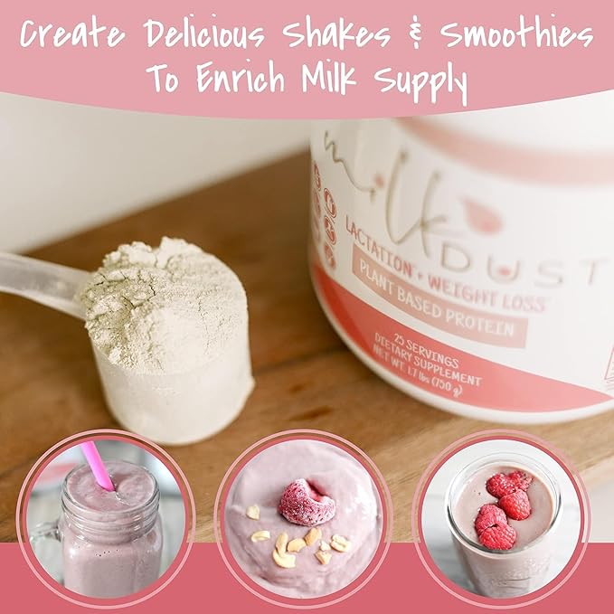 MILK DUST Protein Powder 660g | Breastfeeding Powder for Nursing Moms | Lactation Support Pea Powder | Vegan &amp Dairy-Free | Sweet Vanilla | 22 Servings (Vanilla.)