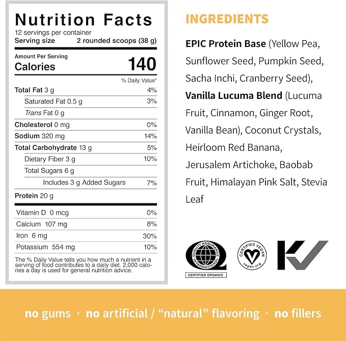 Sprout Living Protein Essentials Vanilla Lucuma &amp Pumpkin (Epic Protein Vanilla Lucuma and Simple Protein Pumpkin) | Complete Organic Plant-Based Protein Powders …