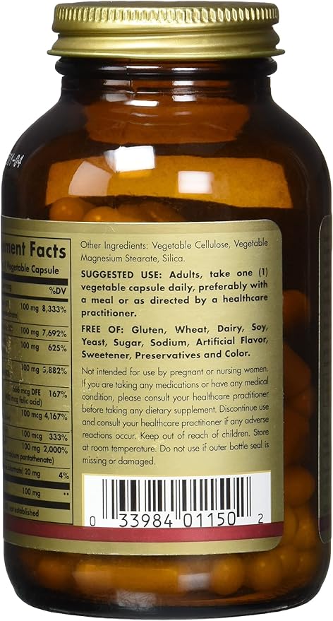 Solgar B-complex 100 100 Vegetable Capsules - Heart Health 100 Count (Pack of 12)