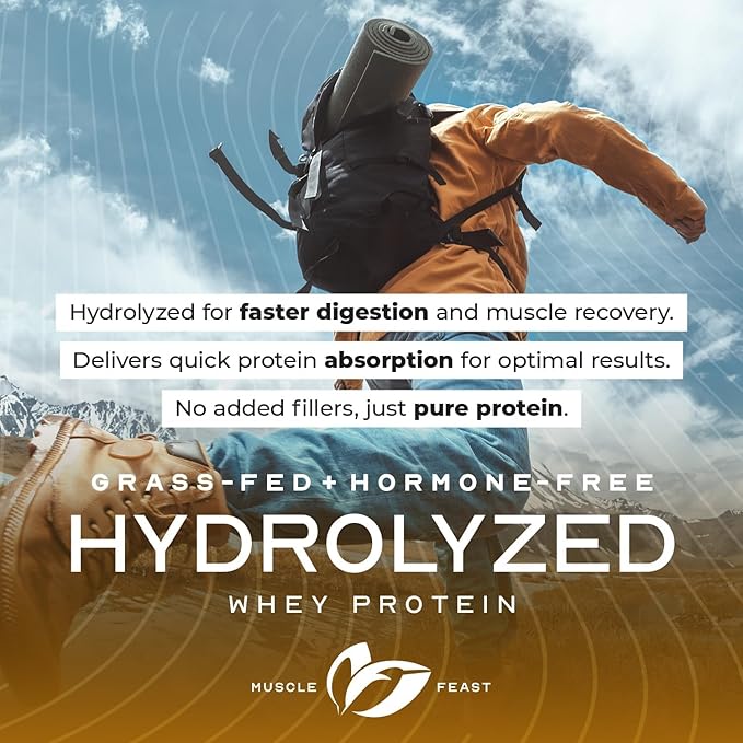 Muscle Feast Hydrolyzed Whey Protein Powder Grass Fed and All Natural Hormone-Free Hydro Whey Powder for Men and Women Gluten Free Non-GMO Delicious Hydrolyzed Protein Powder Vanilla 5lb