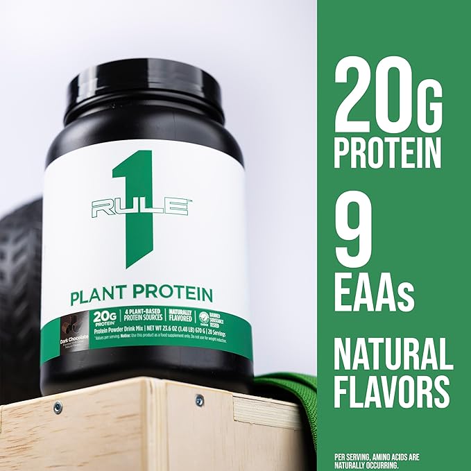 Rule 1 Plant Protein - Vegan Gluten-Free Dairy Free &amp Soy Free Protein Powder with 20g Protein per Serving (20 Servings Pure Vanilla)
