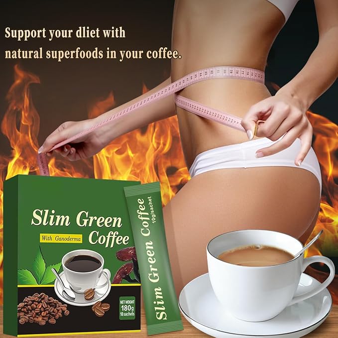 Premium Green Coffee Bean Extract Powder - Gluten-Free Green Coffee Bean Extract Supplements with 10 Natural Health Blends Instant Coffee 180g (18 Sachets)