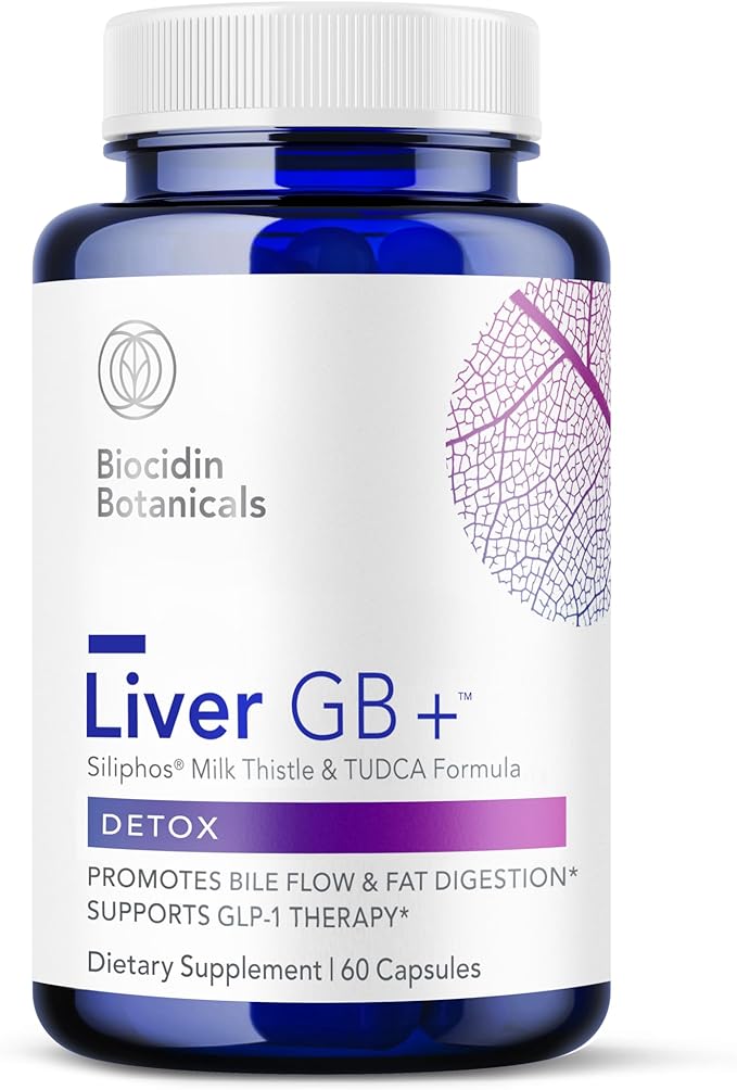 Biocidin Liver GB+ Liver Support &amp Gallbladder Supplements - Artichoke Extract &amp Milk Thistle for Detox - Optimize Toxin Removal &amp Fat Digestion - Soothe Side Effects from GLP-1 Therapy (6