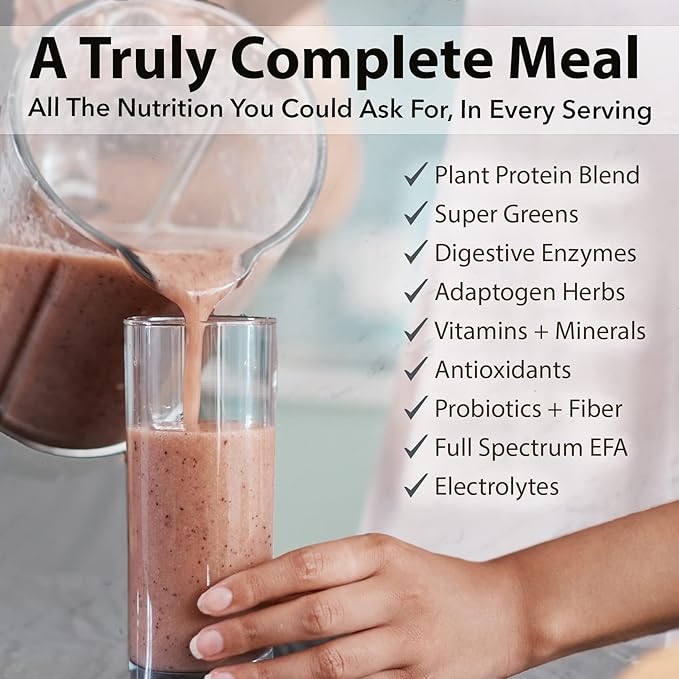 PlantFusion Complete Meal Replacement Shake - Plant Based Protein Powder with Superfoods Greens &amp Probiotics - Vegan Gluten Free Soy Free Non-Dairy No Sugar Non-GMO - Chocolate Caramel 1 lb