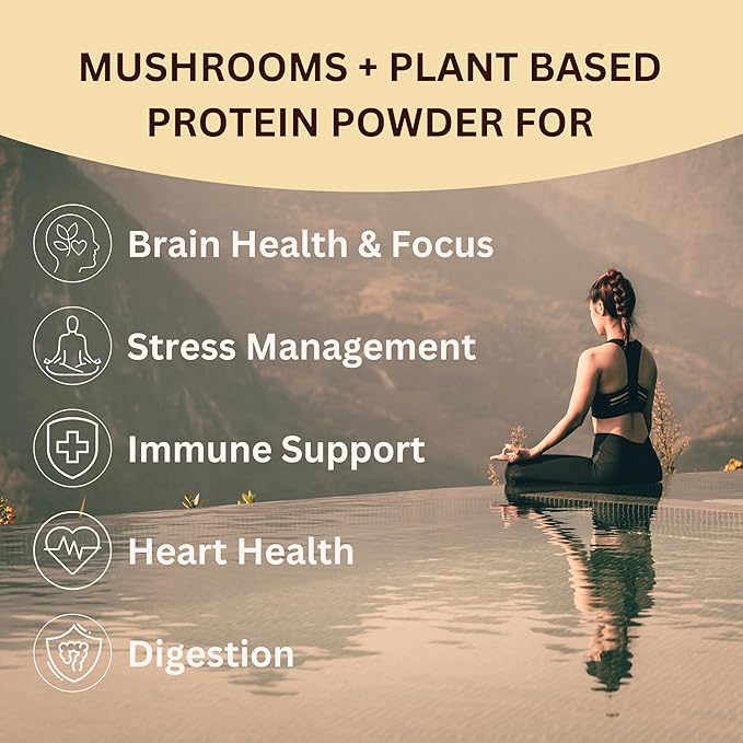Mycoprotein Mushroom Protein Powder Vanilla - 19g of Vegan Protein Plant Based Superfood Master Blend of Chaga Reishi Turkey Tail Shiitake Lions Mane Coffee Smoothies (1.76 lb)