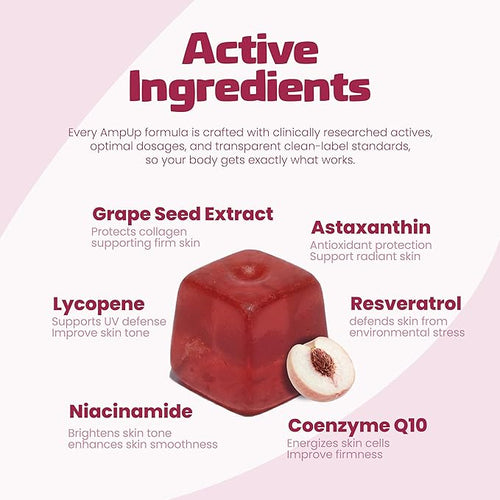 Advanced Antioxidant Beauty Sugar-Free Gummies with Resveratrol &amp Grape Seed &amp CoQ10 Lycopene &amp Astaxanthin Gluten Free Gelatin Free Non GMO Vegetarian Peach Flavor 70 Gummies (2)