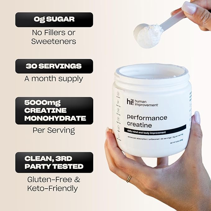 Human Performance Creatine Powder | Micronized Creatine Monohydrate for Strength Energy &amp Focus | Supports Muscle Power &amp Endurance | 30 Servings