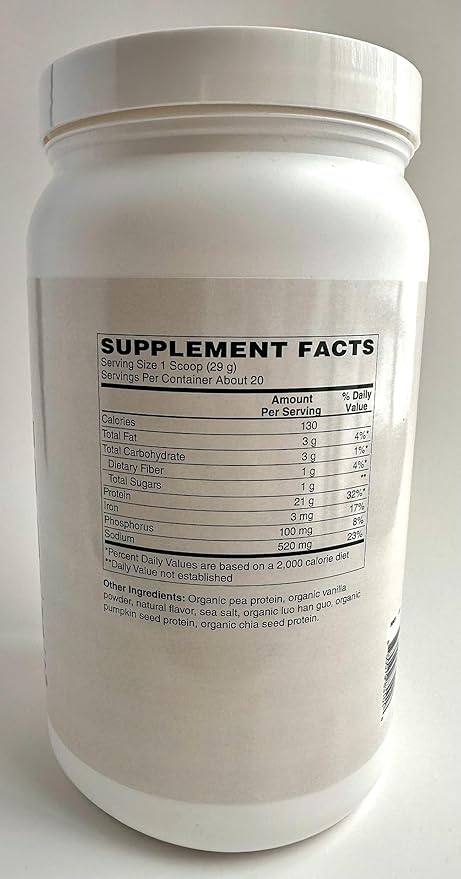 Organic Plant Based Protein by Balterra – Physical Performance Protein Supplement (Vanilla)
