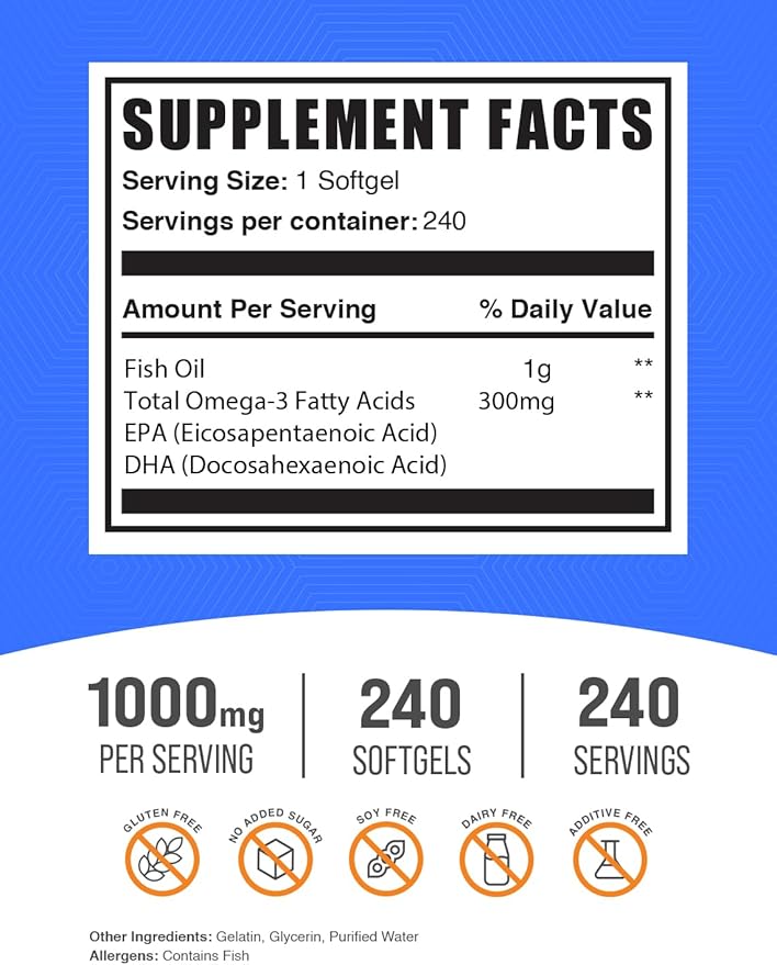 Magnesium Glycinate Capsules 240ct + Fish Oil Softgels 240ct Bundle